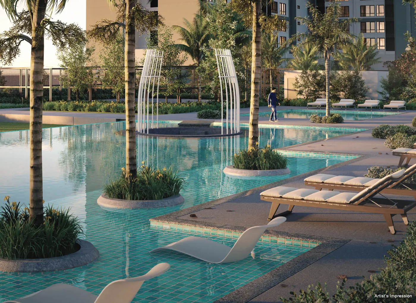 Poolside loungers and in-pool seating